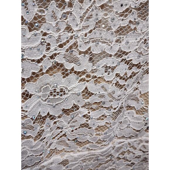 Crystal Doll Juniors 7 White Floral Lace Embellished Semi-Formal Cocktail Dress - Picture 4 of 9